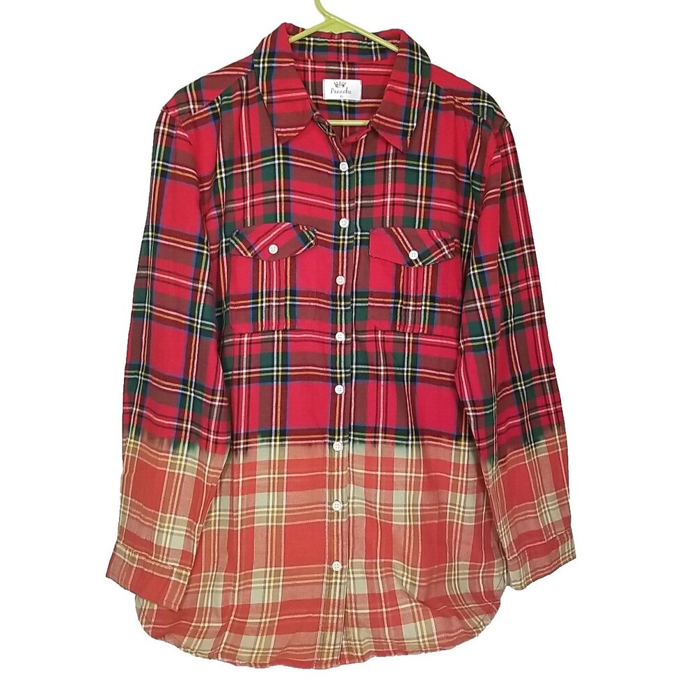Women Flannel Button Up Shirt Panache Cotton Red Plaid Size XL NWOT    T27